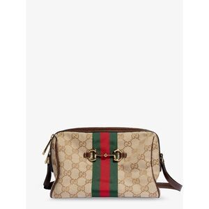 Gucci Women Camera Bag Gg Fabric Crossbody Bag With Metal Horsebit